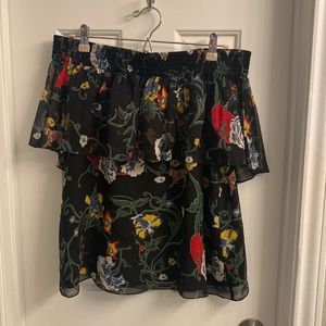 Tibi size S, black and floral off shoulder top